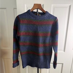 Striped Blue and Red Men’s Sweater 100% Wool Small